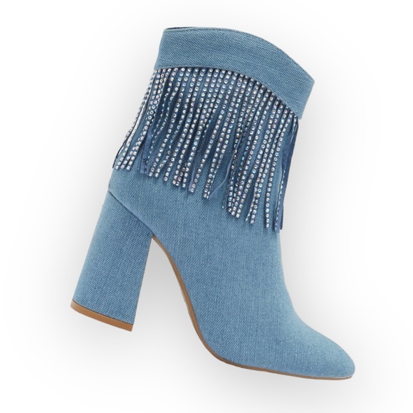 *NIB* TOP GUY SHOES Alias Fringe
Denim Bootie - Size 6.5 - Picture 3 of 9